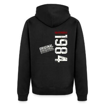 40e anniversaire Légende Novembre 1984 Volume 84 - Veste à capuche bio Premium Unisexe - noir - Dos - Nico (187cm)