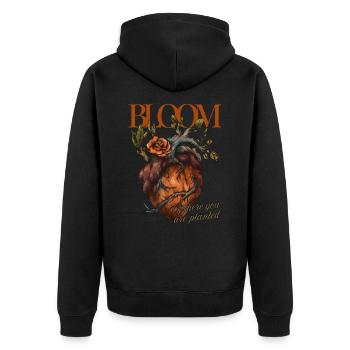 Blooming Heart - Unisex Premium Organic Zip Hoodie - black - Back - Nico (187cm)