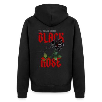 Divine Black Rose - Unisex Premium Organic Zip Hoodie - black - Back - Nico (187cm)