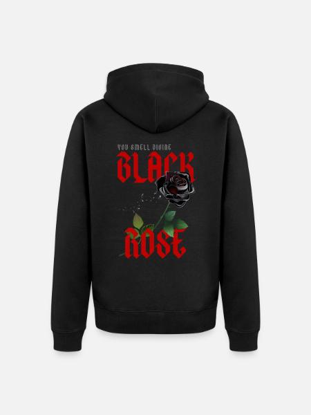 Divine Black Rose - Unisex Premium Organic Zip Hoodie - black