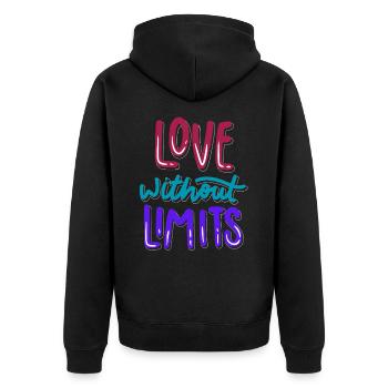 Love Without Limits Always - Unisex Premium Organic Zip Hoodie - black - Back - Nico (187cm)