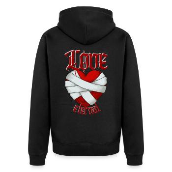 Love Eternal - Unisex Premium Organic Zip Hoodie - black - Back - Nico (187cm)