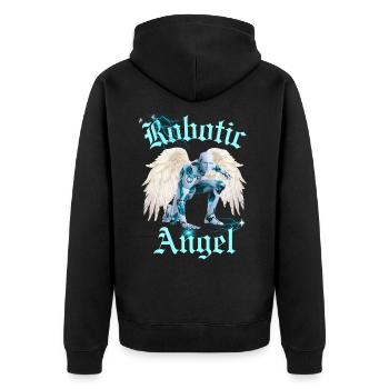 Robotic Angel - Unisex Premium Organic Zip Hoodie - black - Back - Nico (187cm)