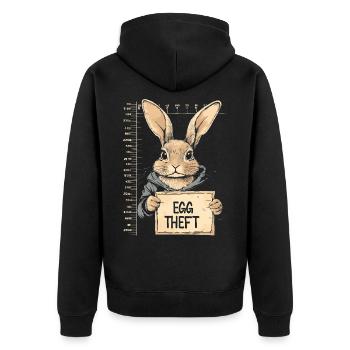 Hase Eierdieb Osterhase Mugshot Polizeifoto Ostern - Unisex Premium Bio Zip Hoodie - Schwarz - Hinten - Nico (187cm)