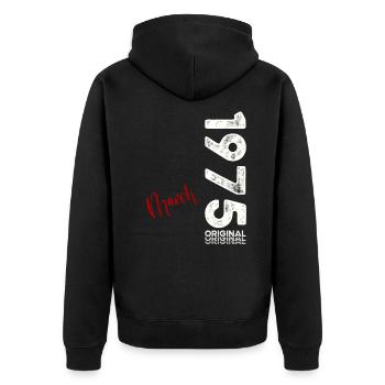 50th Birthday Gift Husband Vintage March 1975 - Unisex Premium Organic Zip Hoodie - black - Back - Nico (187cm)
