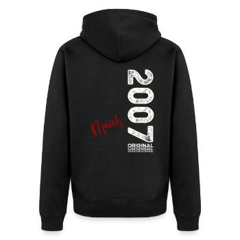 18. Geburtstag Geschenk Mann Vintage März 2007 - Unisex Premium Bio Zip Hoodie - Schwarz - Hinten - Nico (187cm)