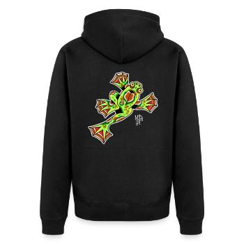Frosch - Unisex Premium Bio Zip Hoodie - Schwarz - Hinten - Nico (187cm)