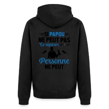 Si Papou Ne Peut Pas Le Réparer Personne Ne Peut - Veste à capuche bio Premium Unisexe - noir - Dos - Nico (187cm)