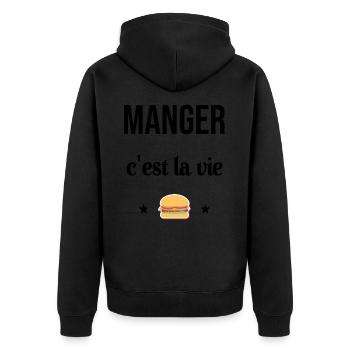 Manger c'est la vie Hamburger Humour - Veste à capuche bio Premium Unisexe - noir - Dos - Nico (187cm)