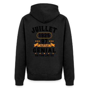 97 Ans Anniversaire Vintage Né(e) en Juillet 1925 - Veste à capuche bio Premium Unisexe - noir - Dos - Nico (187cm)