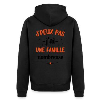 J'peux pas j'ai une famille nombreuse - Veste à capuche bio Premium Unisexe - noir - Dos - Nico (187cm)