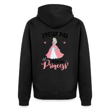 Je suis Une Princesse cadeau - Veste à capuche bio Premium Unisexe - noir - Dos - Nico (187cm)