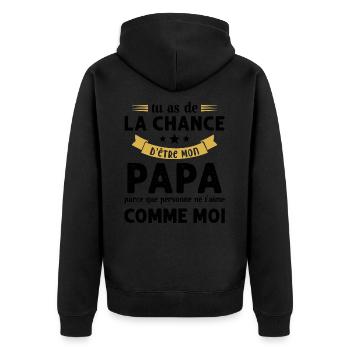 La chance d'être mon Papa Cadeau Humour Futur père - Veste à capuche bio Premium Unisexe - noir - Dos - Nico (187cm)