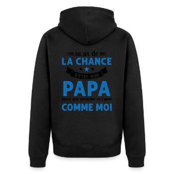 La chance d'être mon Papa Cadeau Humour Futur père - Veste à capuche bio Premium Unisexe - noir - Dos - Nico (187cm)