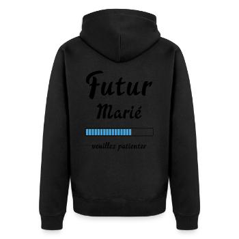 Futur marié veuillez patienter Humour mariage - Veste à capuche bio Premium Unisexe - noir - Dos - Nico (187cm)