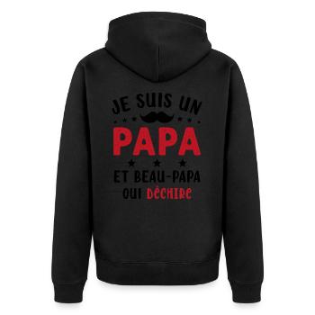 je suis un Papa et un Beau-Papa qui déchire - Veste à capuche bio Premium Unisexe - noir - Dos - Nico (187cm)