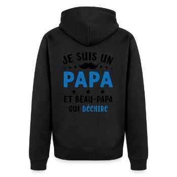 je suis un Papa et un Beau-Papa qui déchire - Veste à capuche bio Premium Unisexe - noir - Dos - Nico (187cm)
