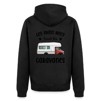 Les Vrais Mecs Trient Des Caravanes - Veste à capuche bio Premium Unisexe - noir - Dos - Nico (187cm)