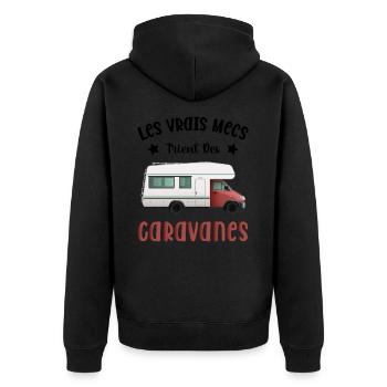Les Vrais Mecs Trient Des Caravanes - Veste à capuche bio Premium Unisexe - noir - Dos - Nico (187cm)
