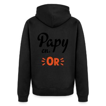 Papy en or humour papy cadeau - Veste à capuche bio Premium Unisexe - noir - Dos - Nico (187cm)