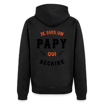 Je suis un papy qui déchire - Veste à capuche bio Premium Unisexe - noir - Dos - Nico (187cm)