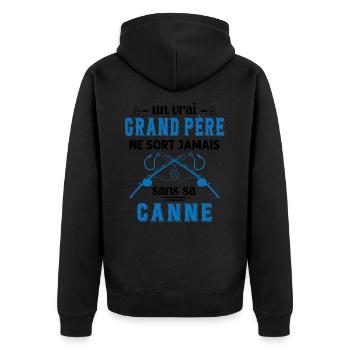 Un vrai Grand Père Pêcheur - Veste à capuche bio Premium Unisexe - noir - Dos - Nico (187cm)