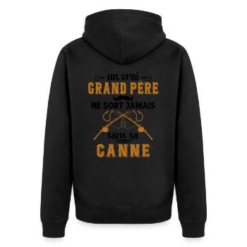 Un vrai Grand Père Pêcheur - Veste à capuche bio Premium Unisexe - noir - Dos - Nico (187cm)