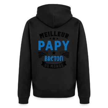Meilleur Papy Breton du Monde - Veste à capuche bio Premium Unisexe - noir - Dos - Nico (187cm)