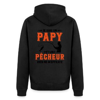 Papy Pêcheur Humour Fête des Grands Pères Noël - Veste à capuche bio Premium Unisexe - noir - Dos - Nico (187cm)