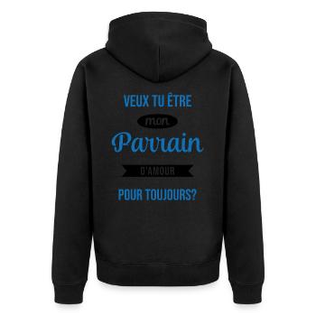 Veux Tu Être Mon Parrain d'amour pour toujours - Veste à capuche bio Premium Unisexe - noir - Dos - Nico (187cm)