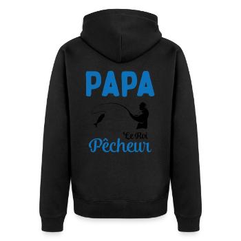 Cadeau Papa Pêcheur Roi de Pêche - Veste à capuche bio Premium Unisexe - noir - Dos - Nico (187cm)