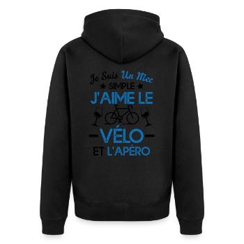 Je suis un mec simple j'aime le vélo et l'apéro - Veste à capuche bio Premium Unisexe - noir - Dos - Nico (187cm)