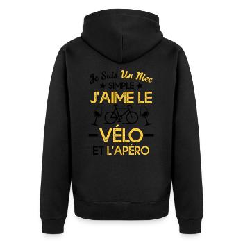 Je suis un mec simple j'aime le vélo et l'apéro - Veste à capuche bio Premium Unisexe - noir - Dos - Nico (187cm)