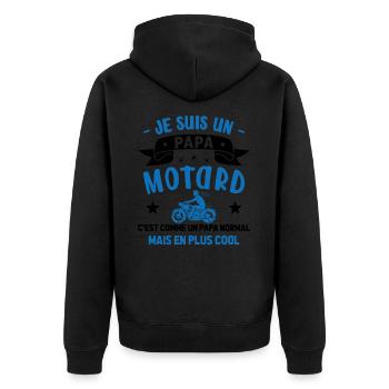 Je Suis Un Papa Motard Cool Humour Moto - Veste à capuche bio Premium Unisexe - noir - Dos - Nico (187cm)