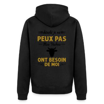 Mes Vaches Cadeau drôle pour l'agriculteur - Veste à capuche bio Premium Unisexe - noir - Dos - Nico (187cm)