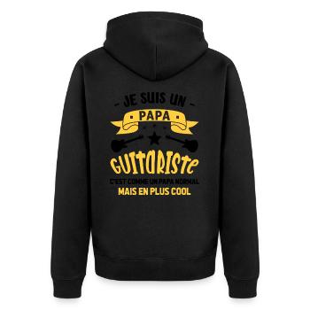 Papa Guitariste Idée Originale Fêtes des Pères - Veste à capuche bio Premium Unisexe - noir - Dos - Nico (187cm)