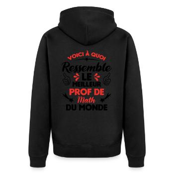 Voici Le meilleur Prof de Math du monde - Veste à capuche bio Premium Unisexe - noir - Dos - Nico (187cm)