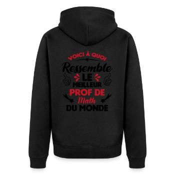 Voici Le meilleur Prof de Math du monde - Veste à capuche bio Premium Unisexe - noir - Dos - Nico (187cm)