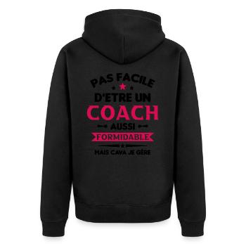 Coach Formidable Idée Cadeau Entraîneur Drôle - Veste à capuche bio Premium Unisexe - noir - Dos - Nico (187cm)