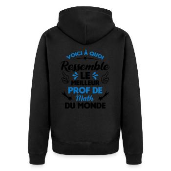 Voici Le meilleur Prof de Math du monde - Veste à capuche bio Premium Unisexe - noir - Dos - Nico (187cm)
