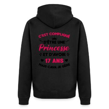 Princesse 17 Ans Anniversaire Idée Cadeau Année - Veste à capuche bio Premium Unisexe - noir - Dos - Nico (187cm)