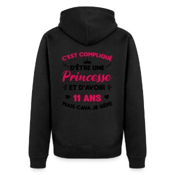 Princesse 11 Ans Anniversaire Idée Cadeau Licorne - Veste à capuche bio Premium Unisexe - noir - Dos - Nico (187cm)