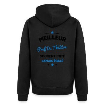 Prof De Théâtre Cadeau Humour Personnalisé - Veste à capuche bio Premium Unisexe - noir - Dos - Nico (187cm)