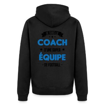 Je suis le coach d'une super équipe de football - Veste à capuche bio Premium Unisexe - noir - Dos - Nico (187cm)
