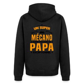 Mécano papa cadeau drôle fête des pères garagiste - Veste à capuche bio Premium Unisexe - noir - Dos - Nico (187cm)