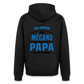 Mécano papa cadeau drôle fête des pères garagiste - Veste à capuche bio Premium Unisexe - noir - Dos - Nico (187cm)