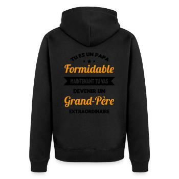 Futur grand-père cadeau annonce de grossesse - Veste à capuche bio Premium Unisexe - noir - Dos - Nico (187cm)