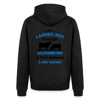 Je parle Seulement à Mes Vaches - Veste à capuche bio Premium Unisexe - noir - Dos - Nico (187cm)