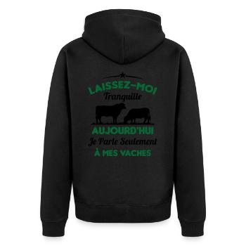 Je parle Seulement à Mes Vaches - Veste à capuche bio Premium Unisexe - noir - Dos - Nico (187cm)