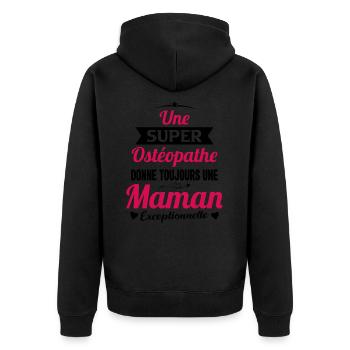 Ostéopathe cadeau drôle maman future mère - Veste à capuche bio Premium Unisexe - noir - Dos - Nico (187cm)